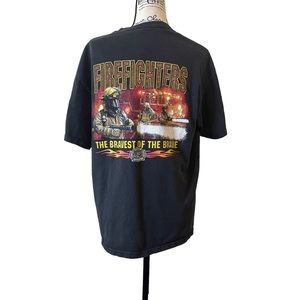 Firefighters Shirt Men Large Black Cotton Delta Magnum‎ Weight Brave Heavyweight